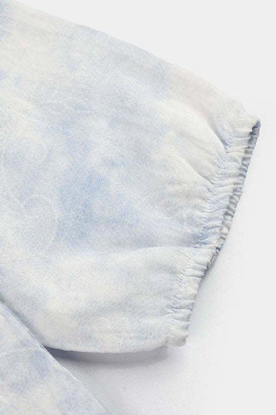 Girls Cotton Casual Top (Cozy) - Light Blue