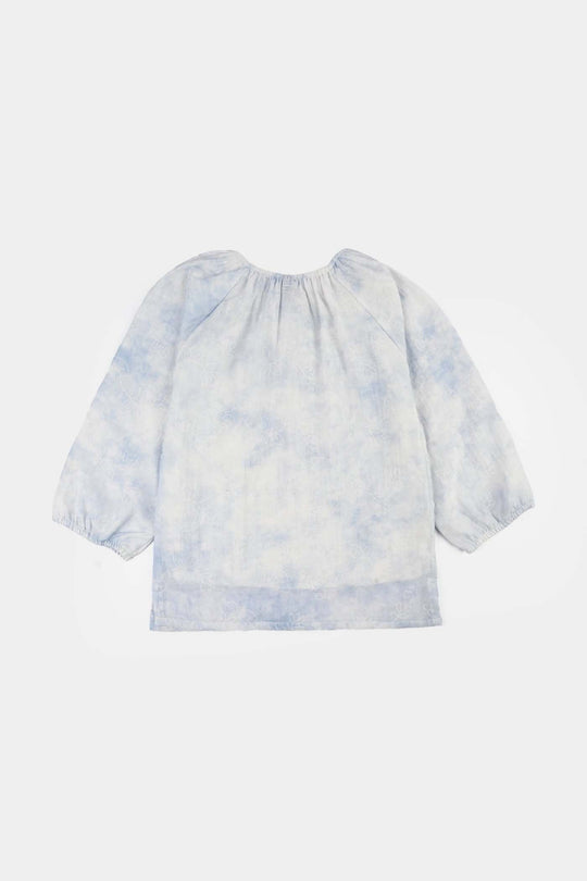 Girls Cotton Casual Top (Cozy) - Light Blue