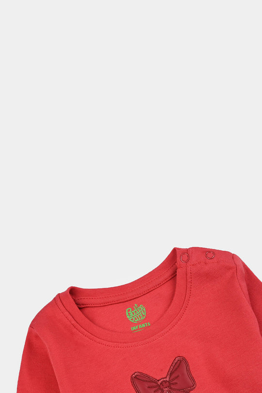 Infant Girls Cotton Interlock Suit THE BOW WORLD - Red