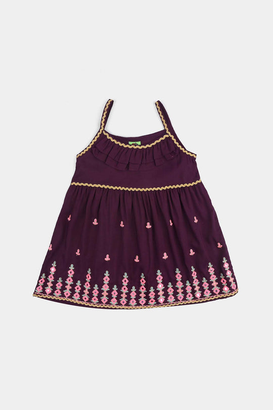 Infant Girls Poly Cambric 2-Piece Set (Maehka Gul) - Purple