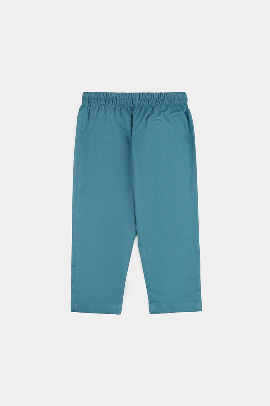 Boys Cotton Jacquard Kurta Pajama (Flora) - Teal