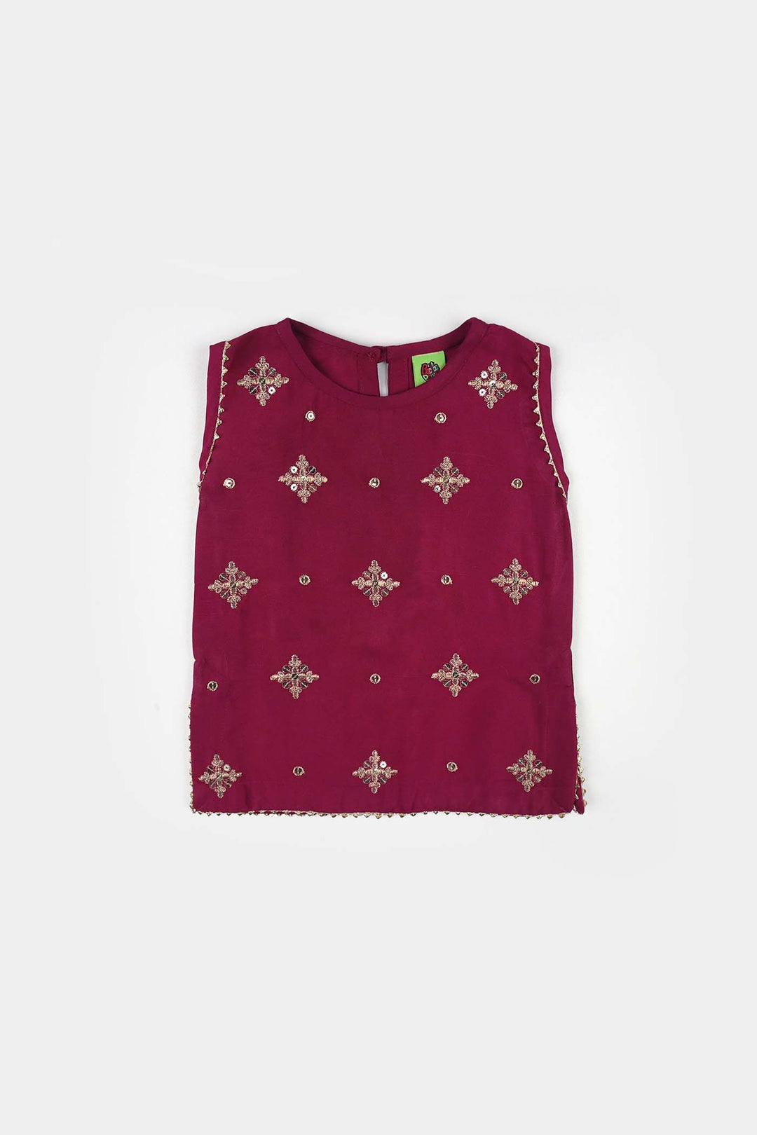 Infant Girls Raw Silk 2Pcs Chanda - Burgundy