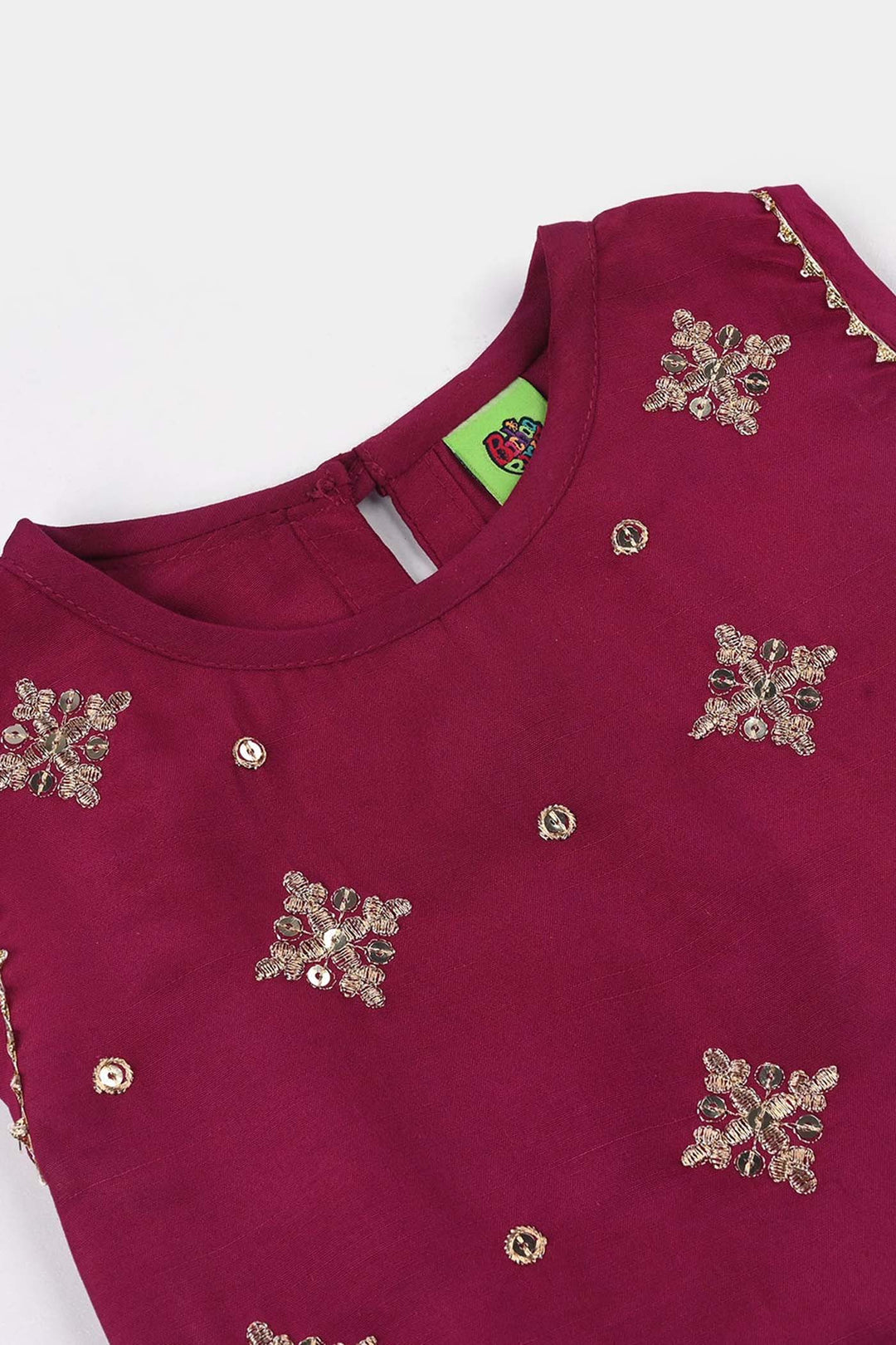 Infant Girls Raw Silk 2Pcs Chanda - Burgundy