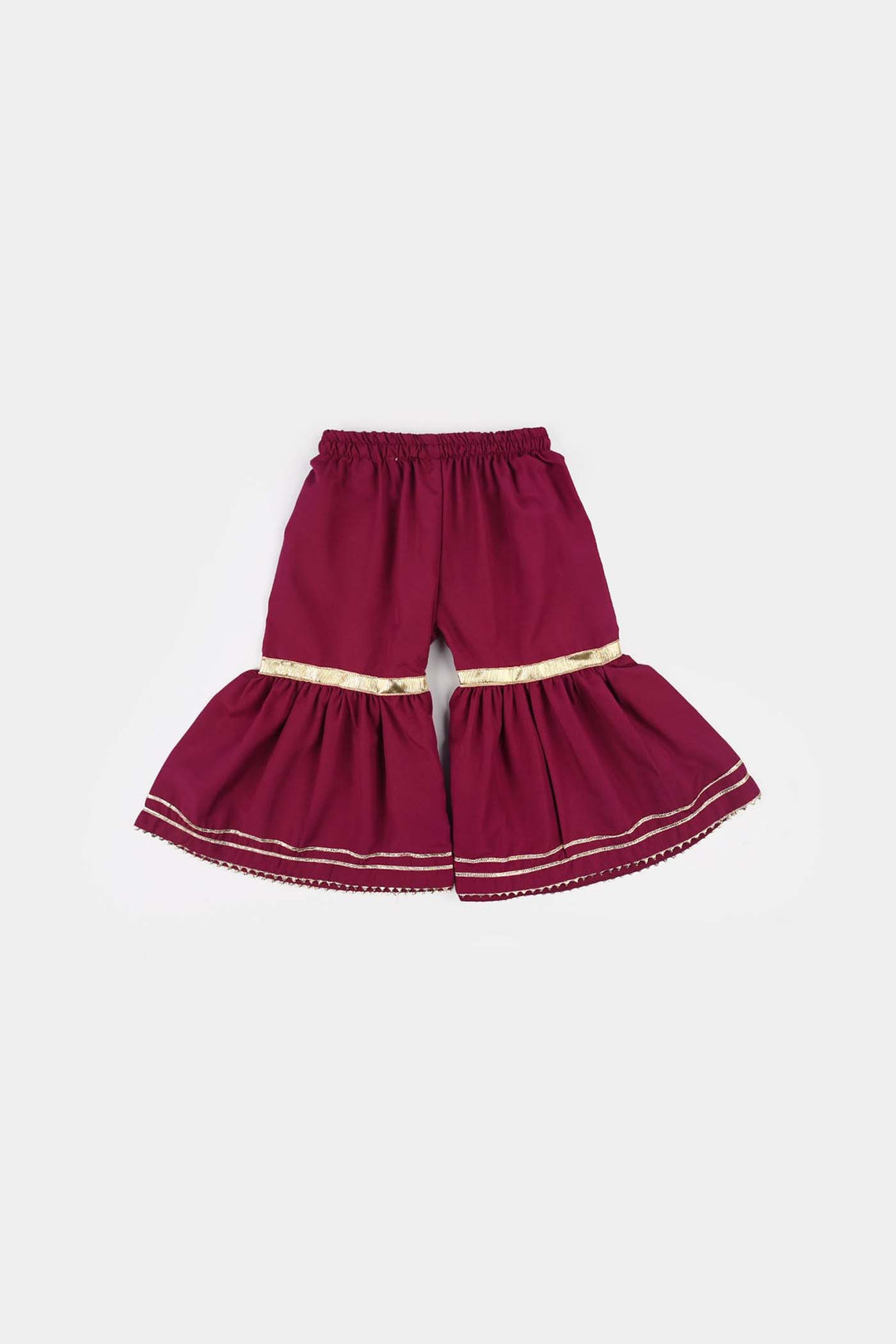 Infant Girls Raw Silk 2Pcs Chanda - Burgundy