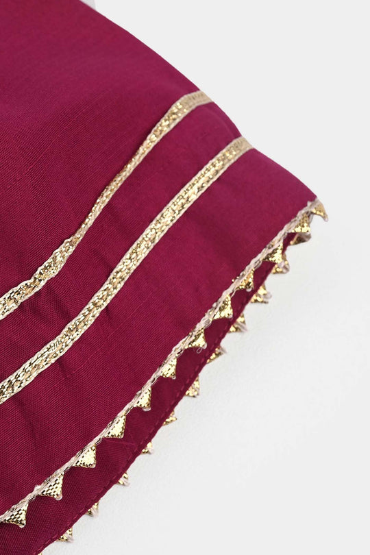 Infant Girls Raw Silk 2Pcs Chanda - Burgundy