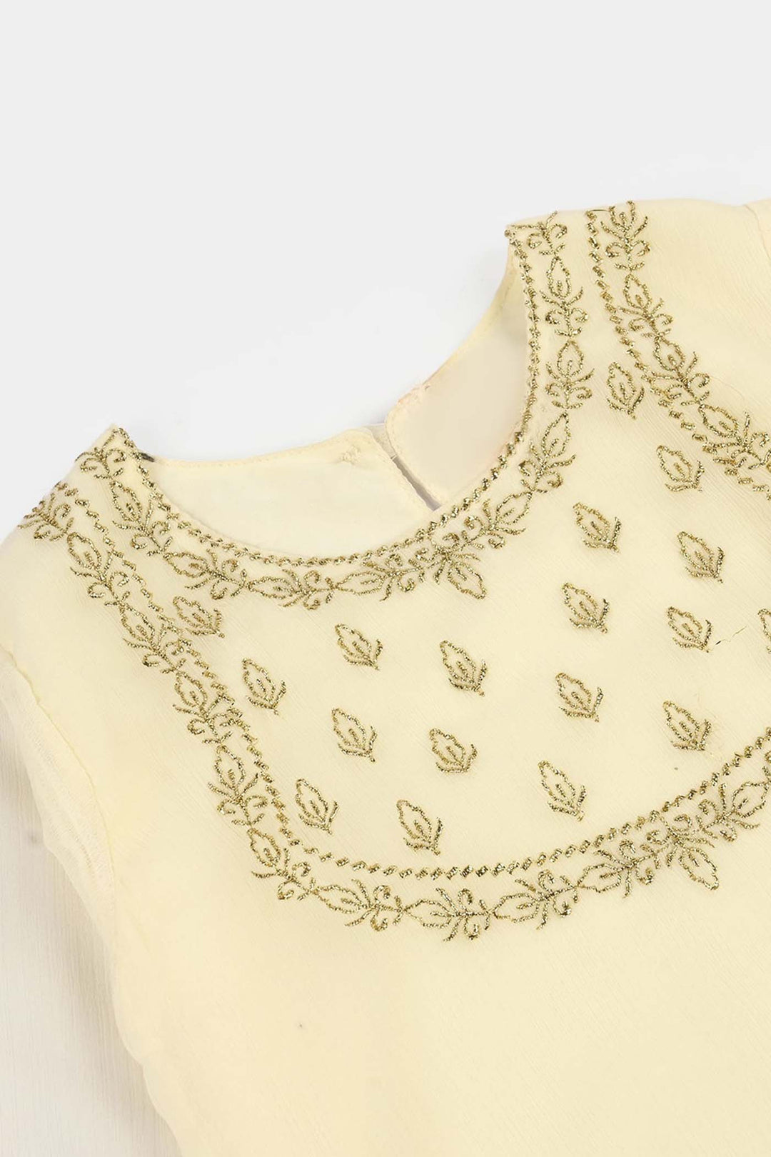 Girls Chiffon 3Pcs Set (Chamak) - Cream