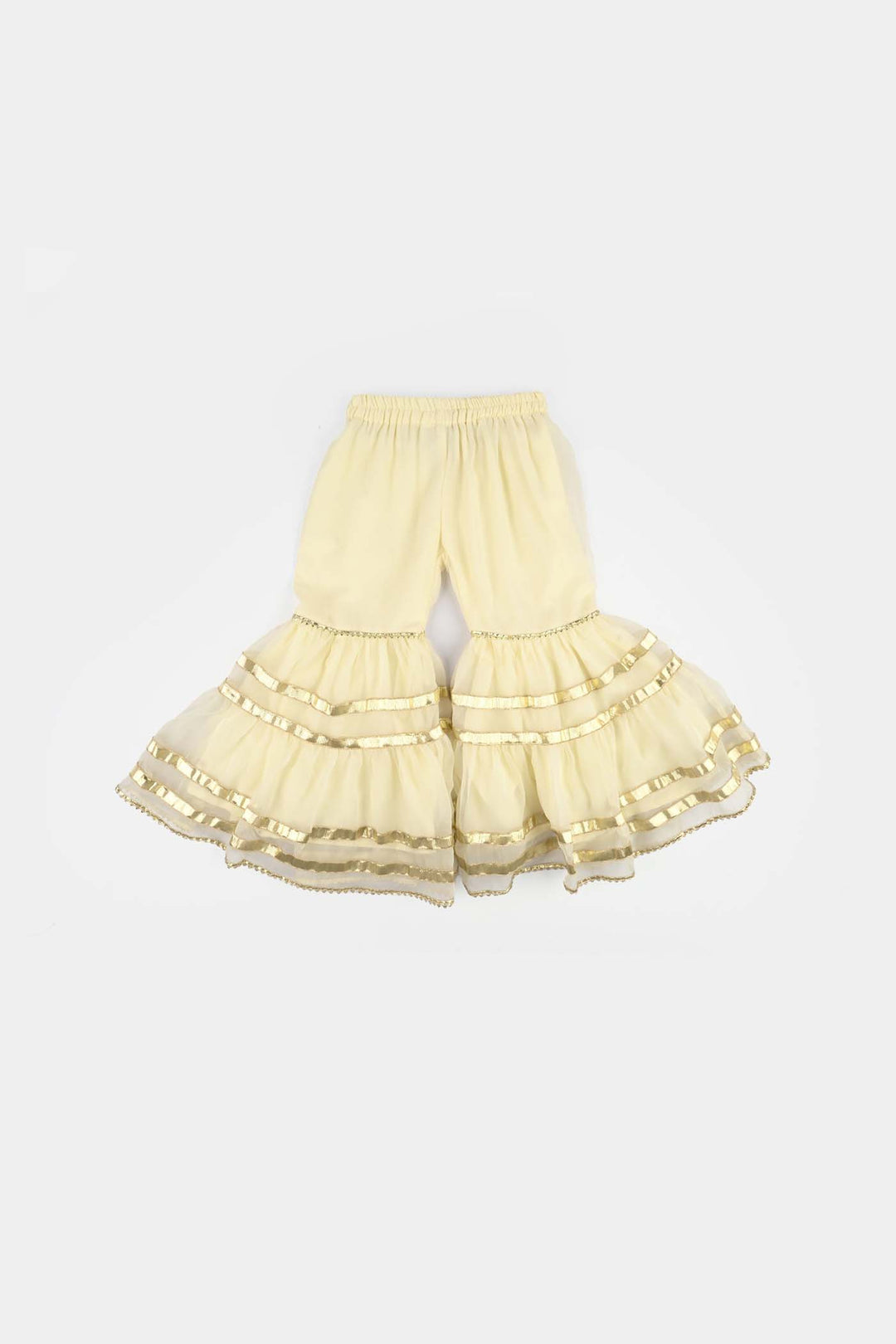 Girls Chiffon 3Pcs Set (Chamak) - Cream