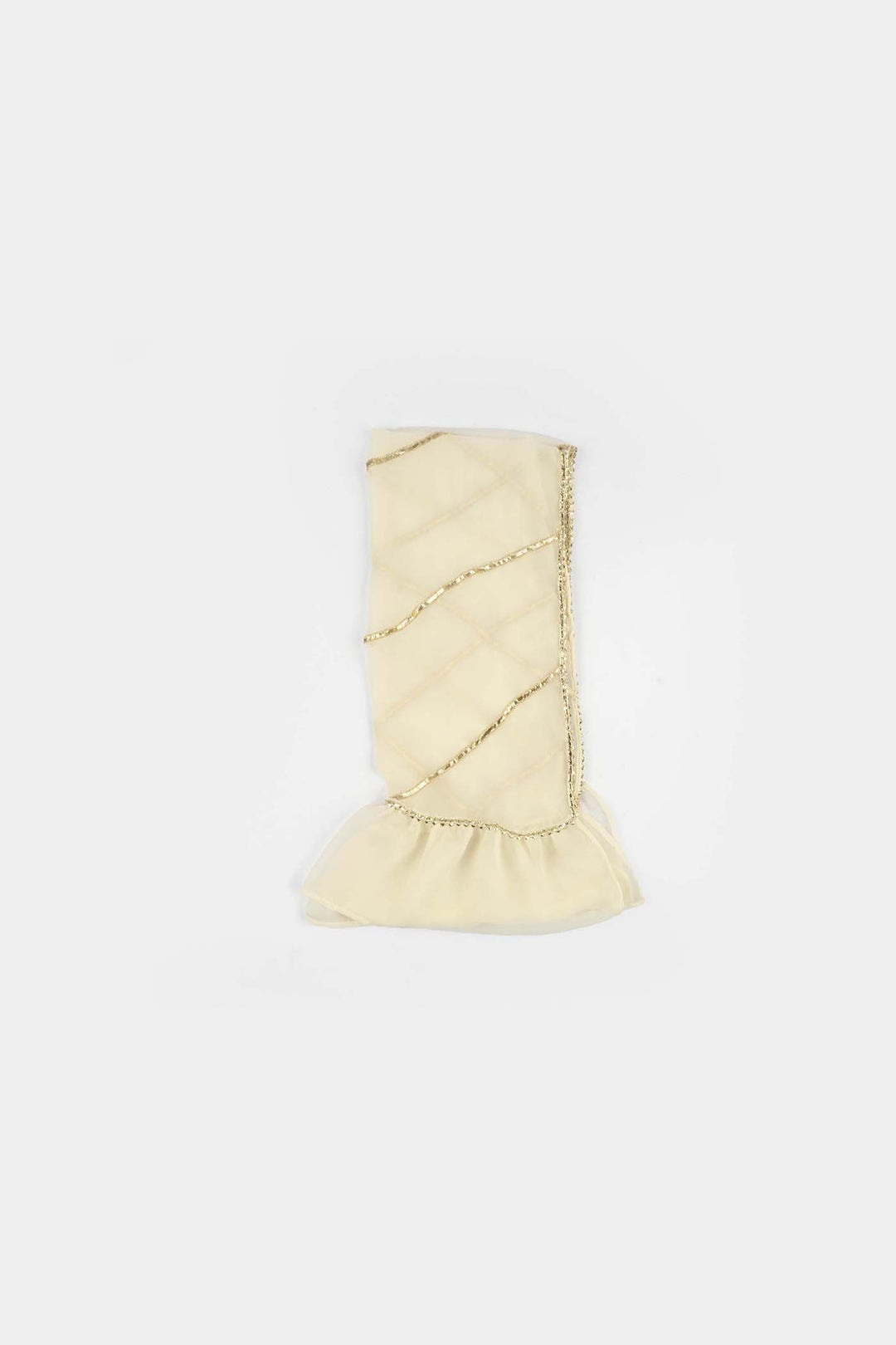 Girls Chiffon 3Pcs Set (Chamak) - Cream