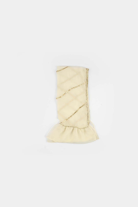 Girls Chiffon 3Pcs Set (Chamak) - Cream