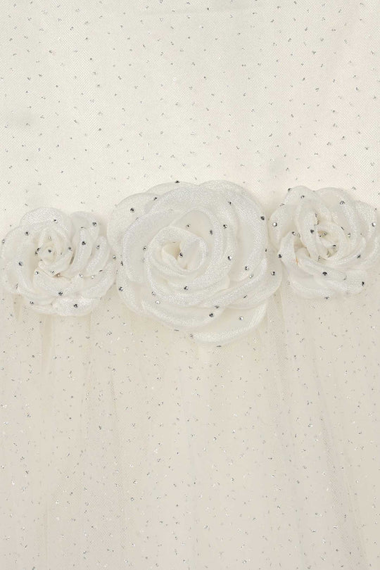 Girls Net Fancy Frock (Fairy) - Off-White