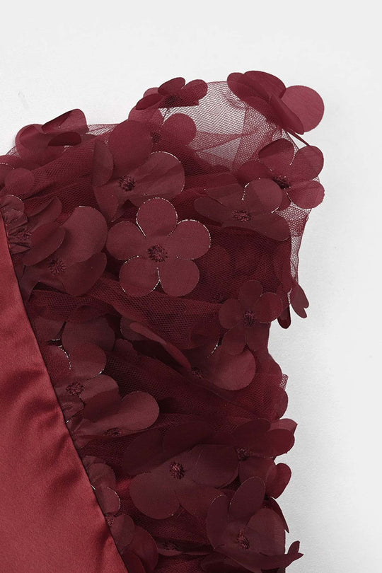 Infant Girls Poly Satin Fancy Frock (Flower) - Maroon