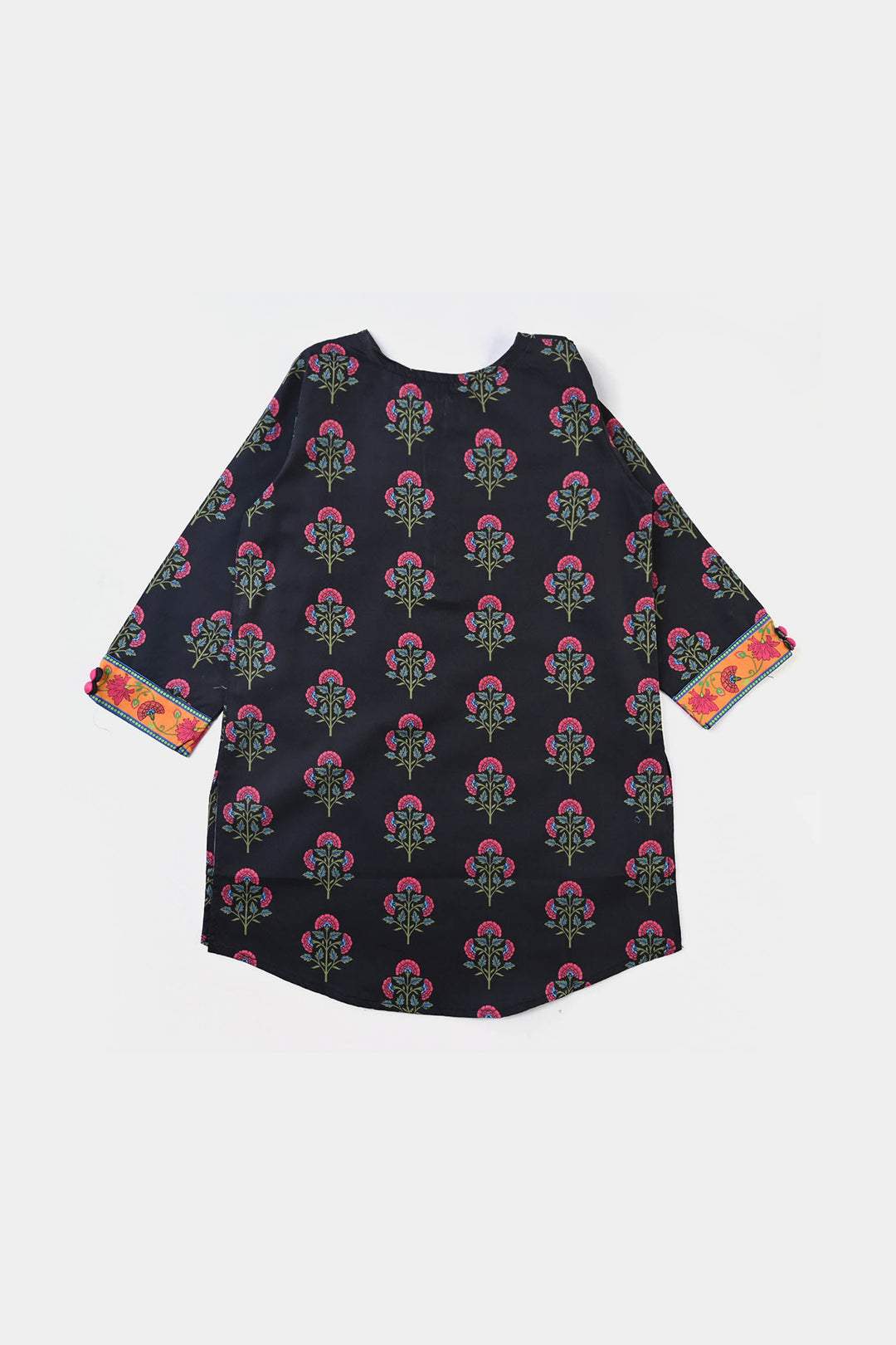 Girls Cotton Poplin Printed 2PCs Suit Boti-BLACK