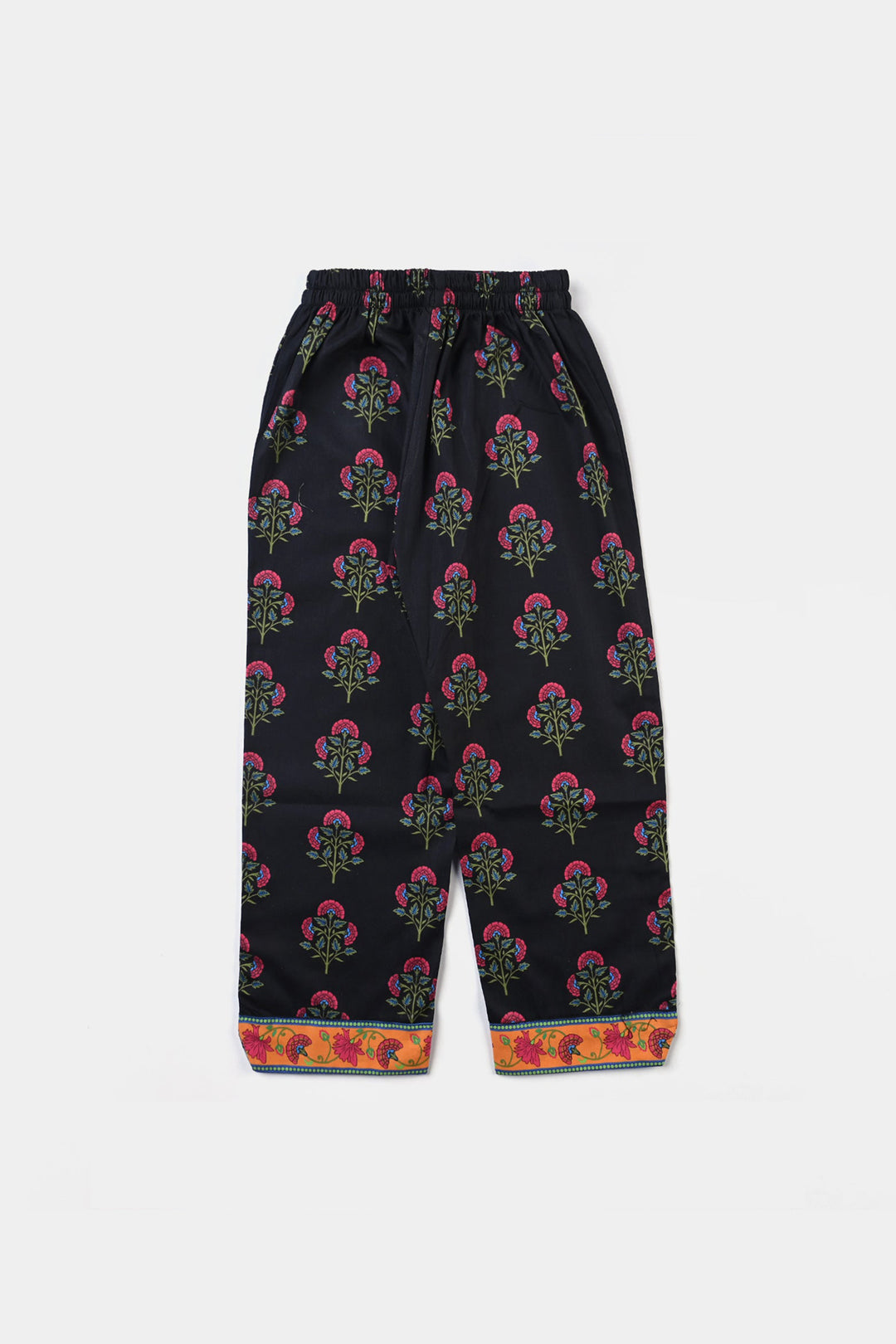 Girls Cotton Poplin Printed 2PCs Suit Boti-BLACK