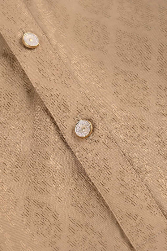 Boys Jacquard Kurta Pajama (Khas) - Beige