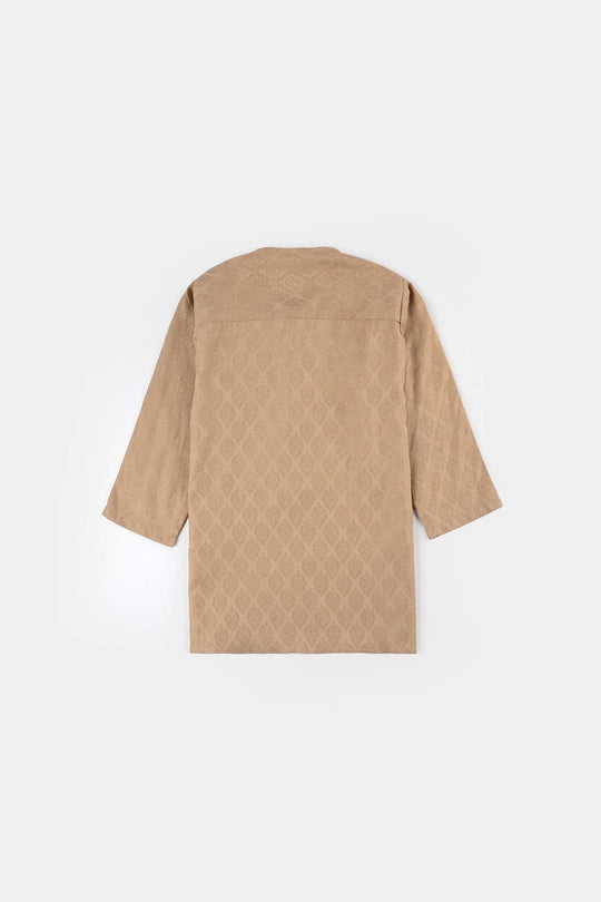 Infant Boys Jacquard Kurta Pajama (Khas) - Beige