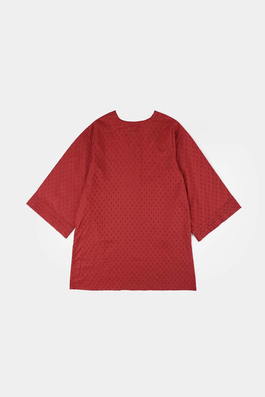 Girls Jacquard 2-Piece Suit (Rose) - Maroon