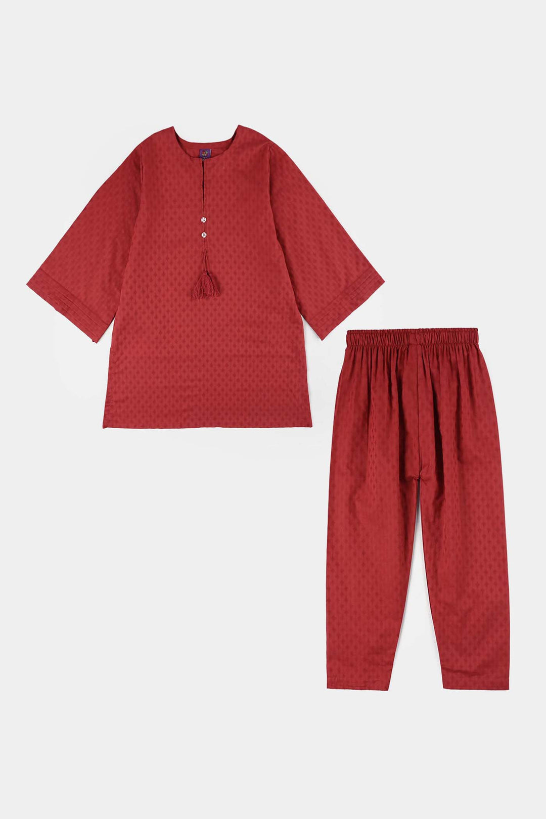 Girls Jacquard 2-Piece Suit (Rose) - Maroon