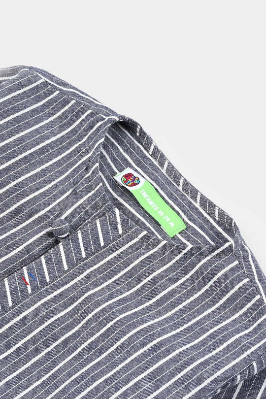 Infant Boys Yarn Dyed Basic Kurta (Loop Style)-GREY