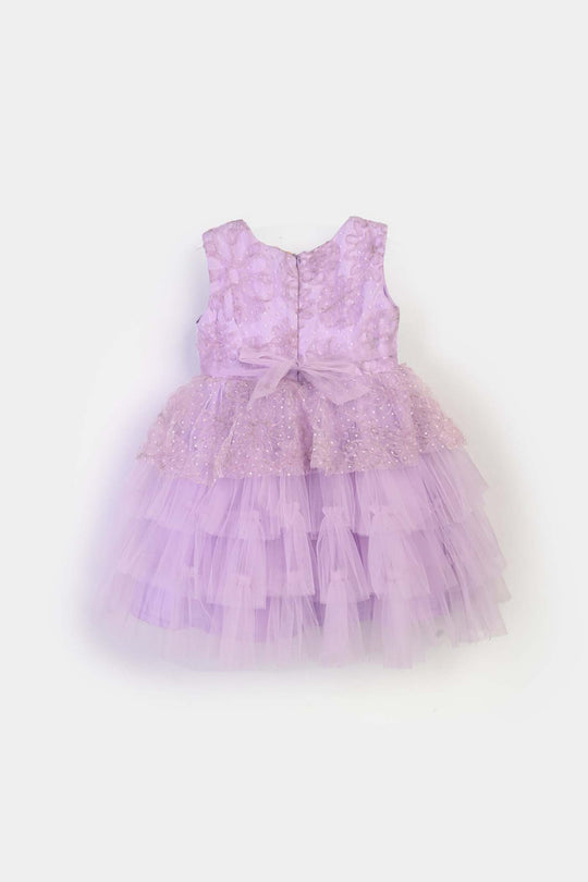 Girls Net Fancy Frock - Lilac