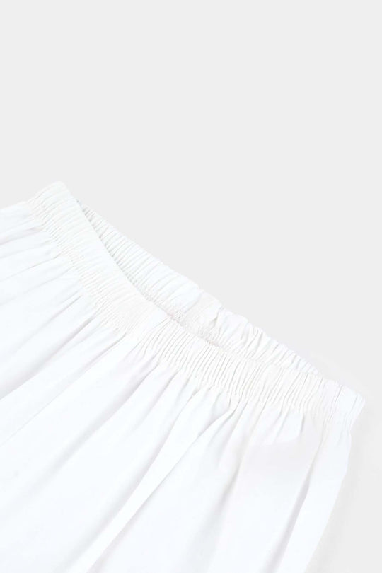 Girls Cotton Organza Culotte-White