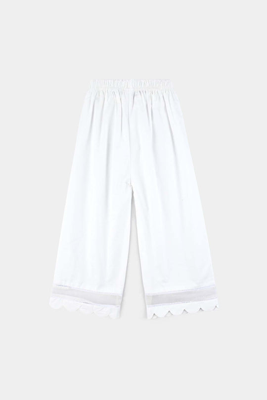 Girls Cotton Organza Culotte-White
