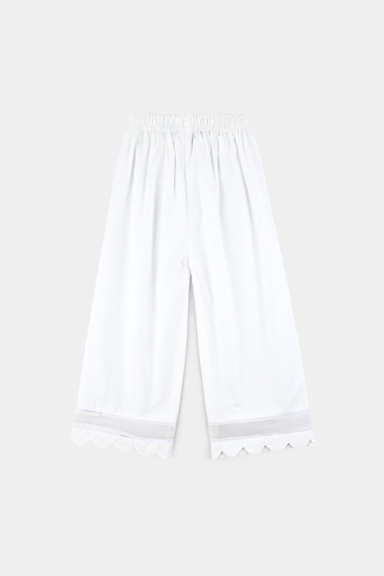 Girls Cotton Organza Culotte-White
