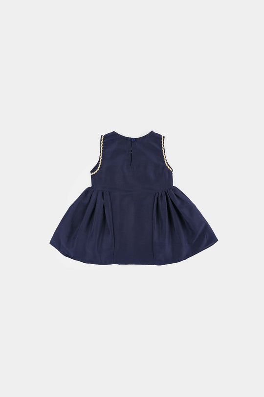 Infant Girls Embroidered Poly Cambric 2-Piece Suit (Chulbuli) - Navy