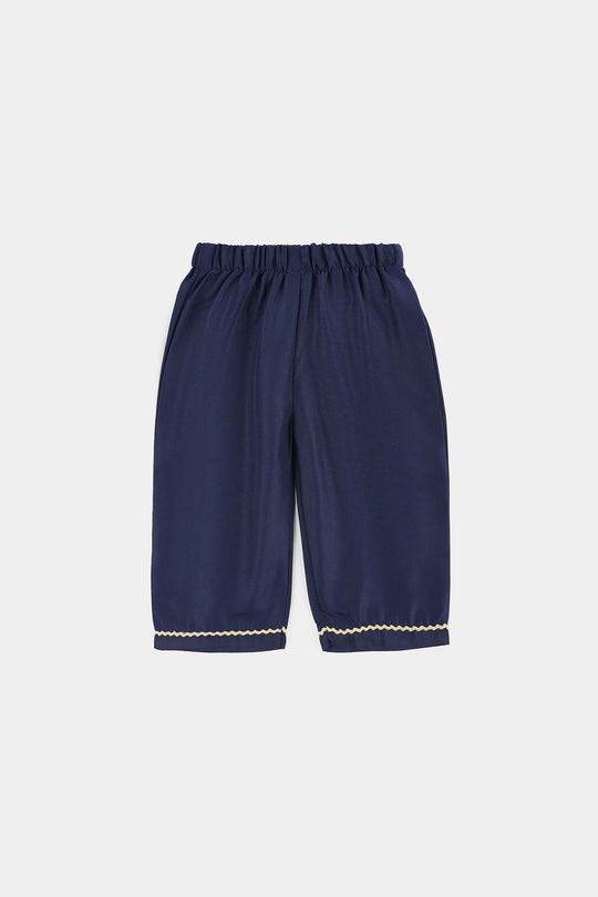 Infant Girls Embroidered Poly Cambric 2-Piece Suit (Chulbuli) - Navy