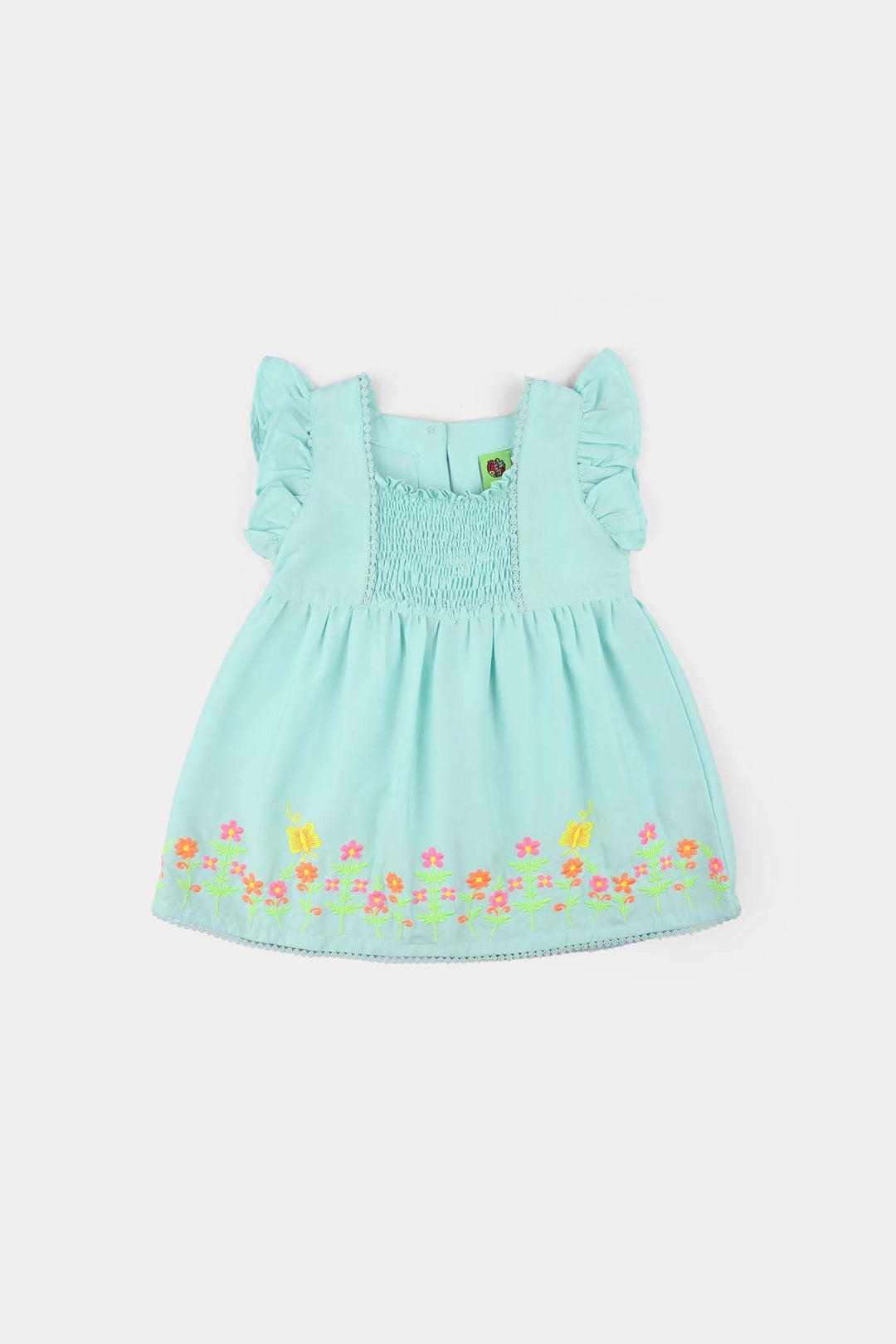 Infant Girls Poly Cambric Embroidered Kurti (Rani Bagh) - Mint Green