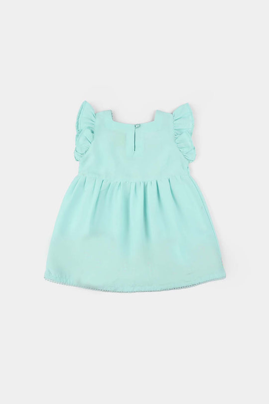 Infant Girls Poly Cambric Embroidered Kurti (Rani Bagh) - Mint Green