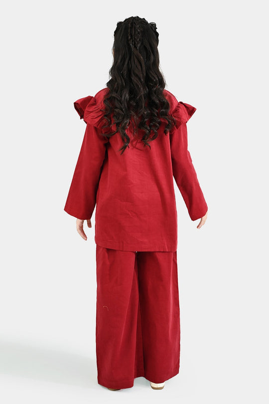 Girls Corduroy Co-Ord Set Rose-MAROON