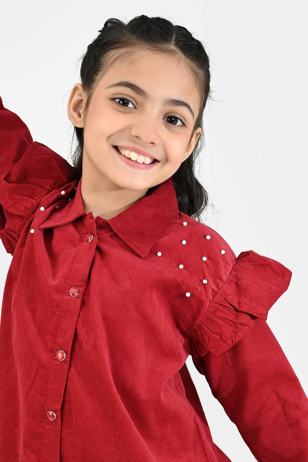 Girls Corduroy Co-Ord Set Rose-MAROON