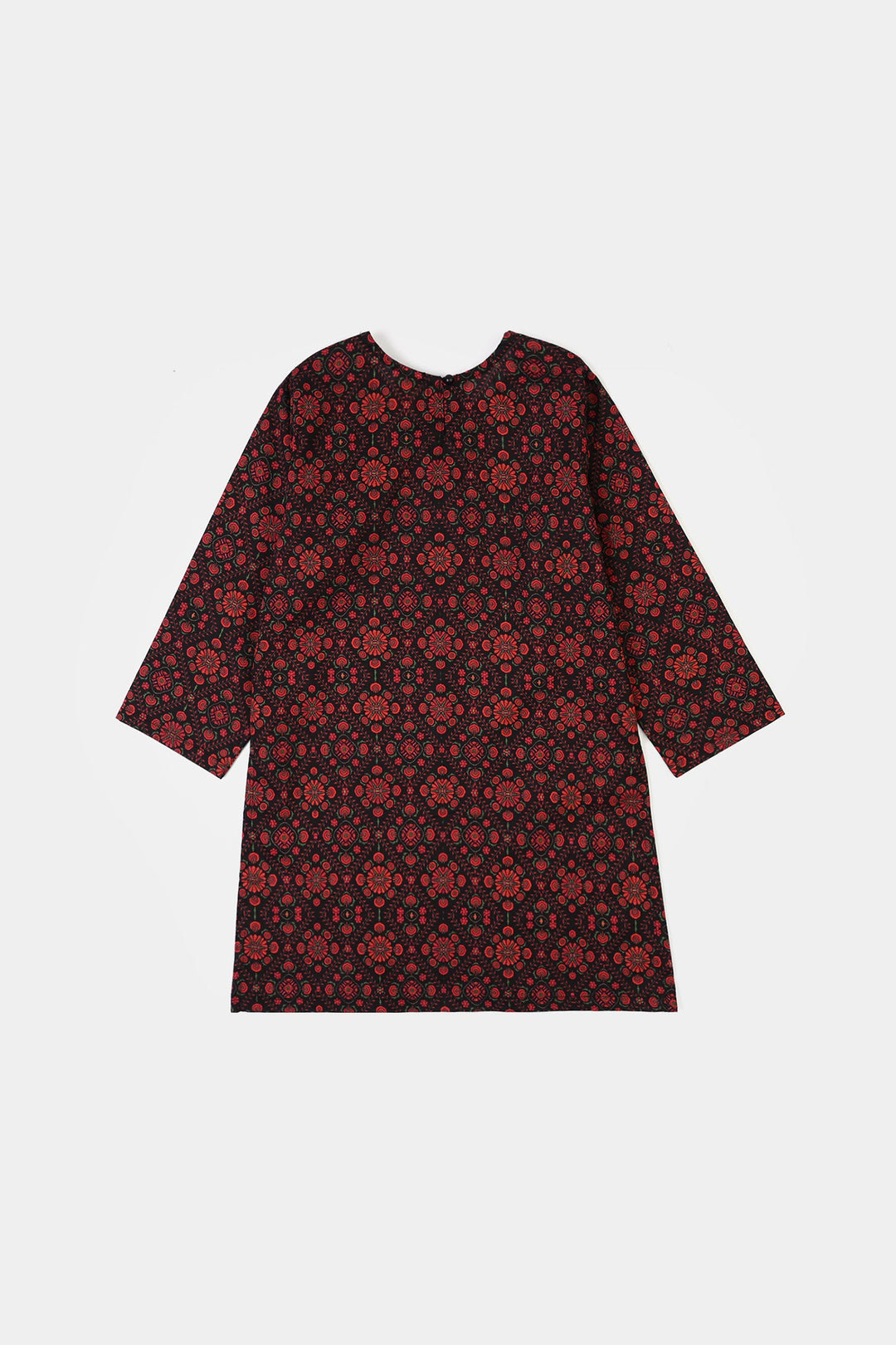 Girls Cotton Printed Kurti kajal-BLACK