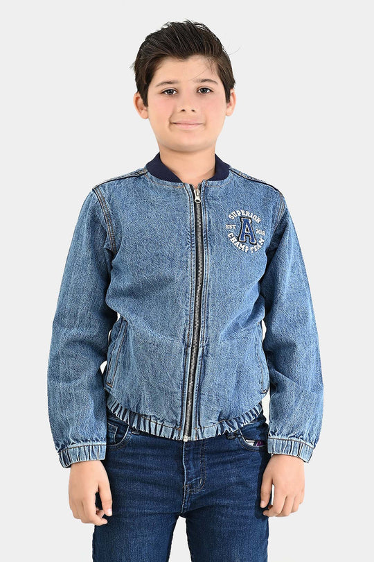 Boys Denim Stretch Woven Jacket Superior-Light Blue