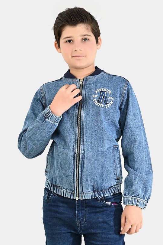 Boys Denim Stretch Woven Jacket Superior-Light Blue