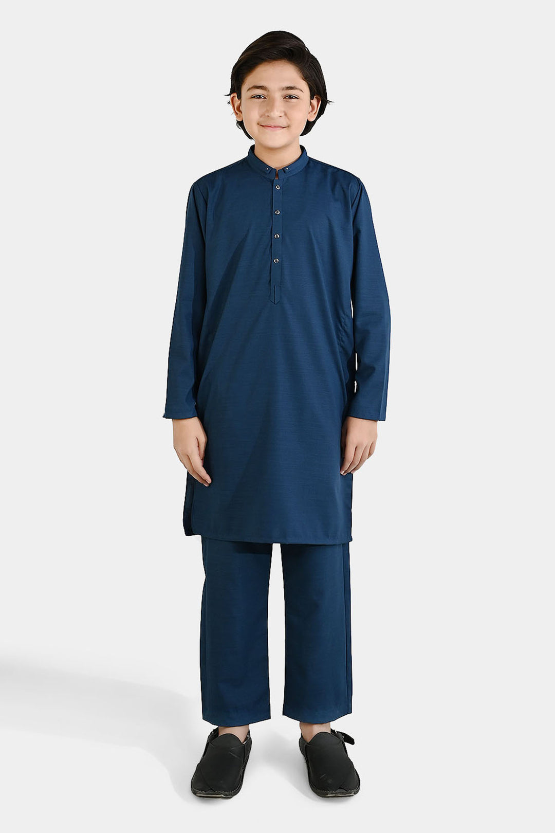 Boys Poly Viscose Kurta Pajama (Cut N Sew) – Teal Blue