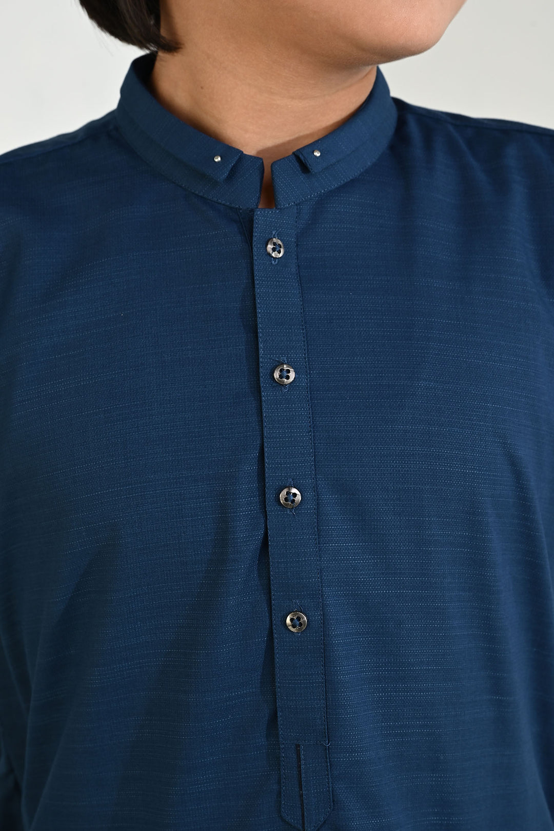 Boys Poly Viscose Kurta Pajama (Cut N Sew) – Teal Blue