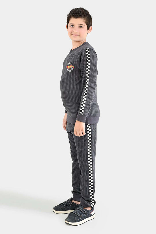 Boys Quilted 2 Piece HOT WHEELS-GREY