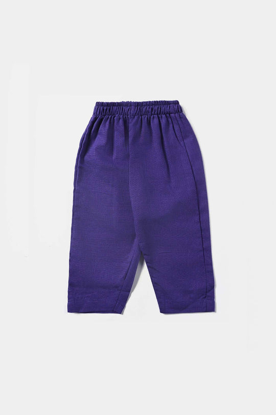Infants Boys Cotton Slub Shalwar Suit (PIXEL MOTIF)-Purple