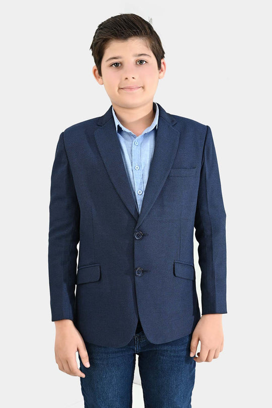 Boys Wool Blazer (Stitch) - Blue