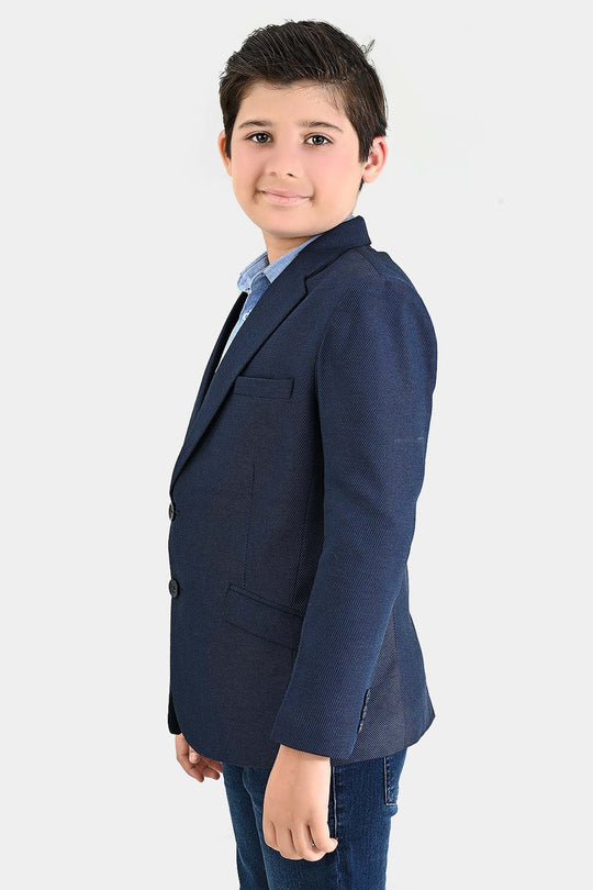 Boys Wool Blazer (Stitch) - Blue