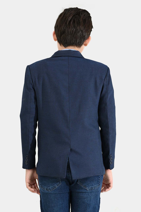 Boys Wool Blazer (Stitch) - Blue