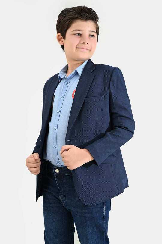 Boys Wool Blazer (Stitch) - Blue