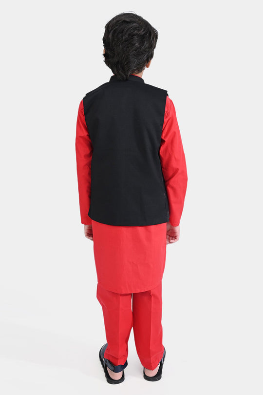 Boys 3-Piece Suit Puff Print-BLACK