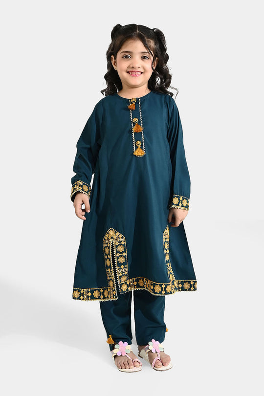 Girls Poly Cambric 3Pcs - Teal Green