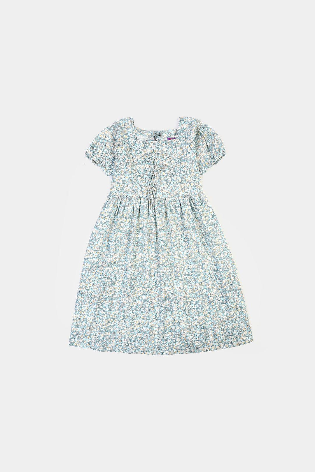 Girls Cotton Printed Frock Chintz-Blue