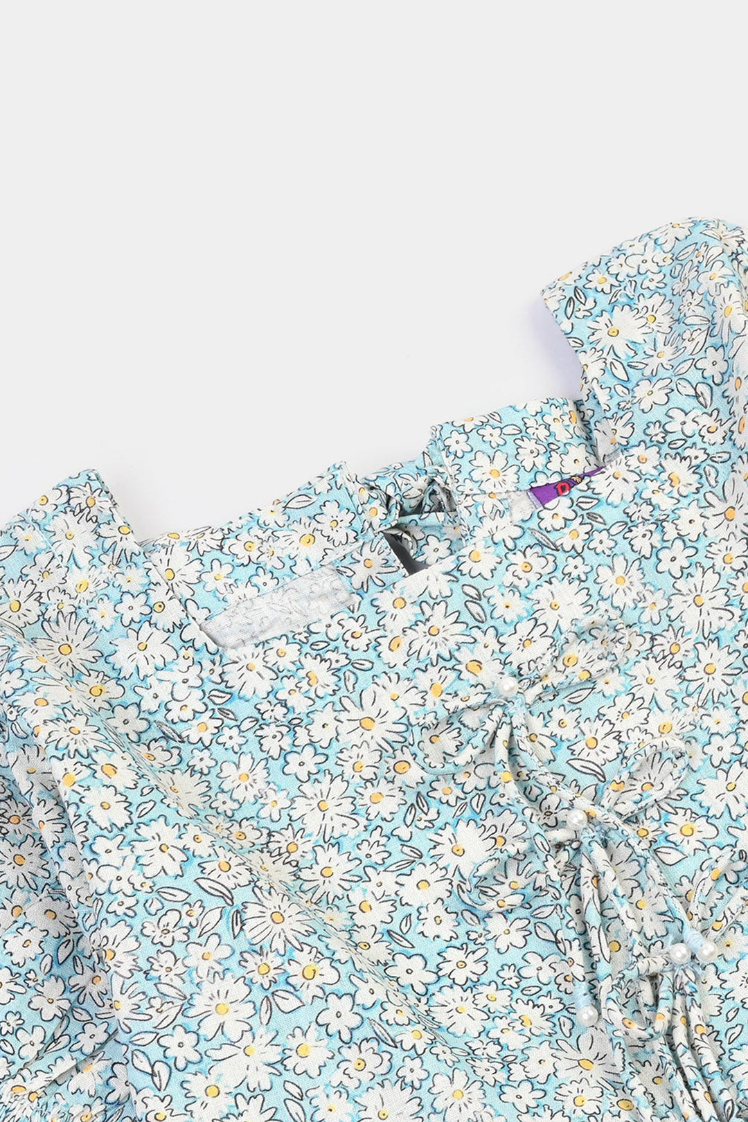 Girls Cotton Printed Frock Chintz-Blue
