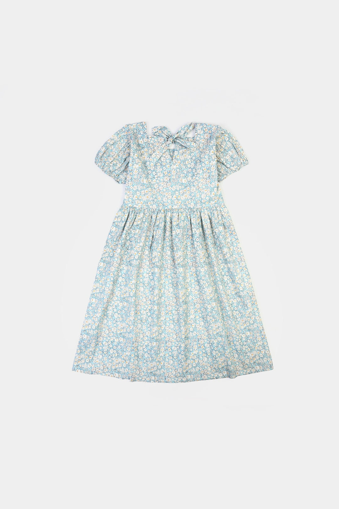 Girls Cotton Printed Frock Chintz-Blue
