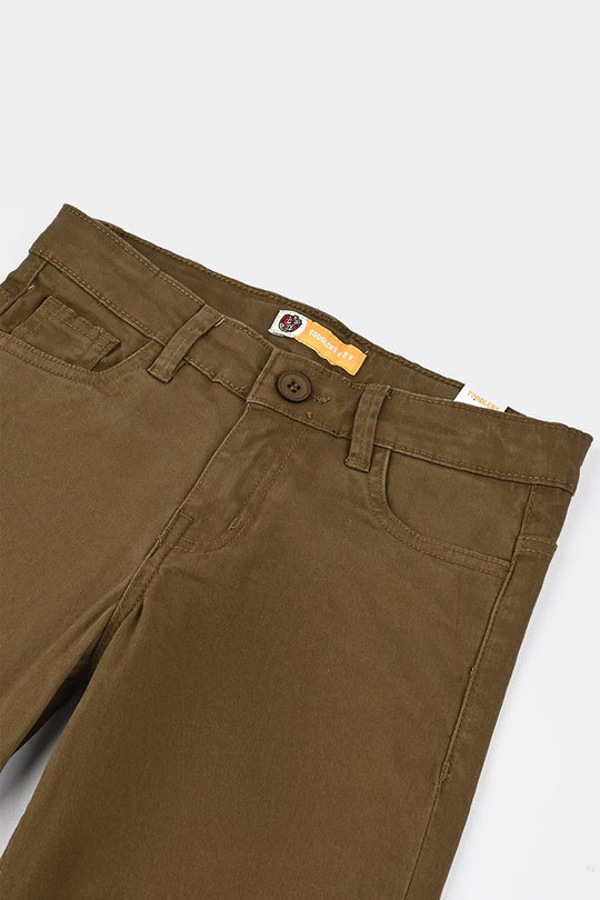 Boys Cotton Twill Pant Basic-Cashew
