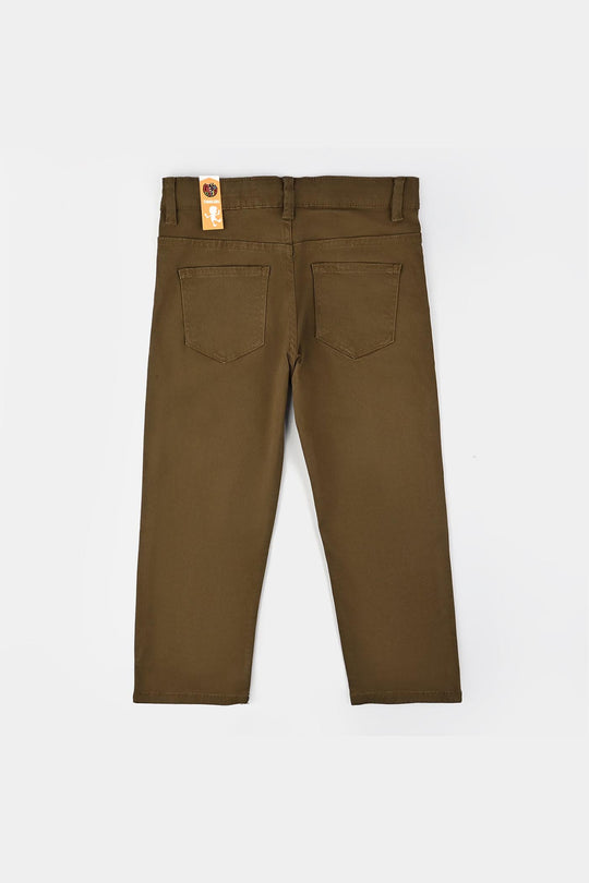 Boys Cotton Twill Pant Basic-Cashew